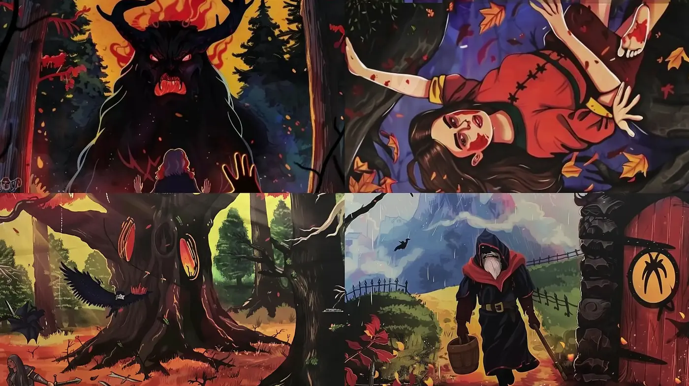 Evocative Stylized Fantasia: A Fusion of Vivid Mythology and Enchantment - Midjourney sref style