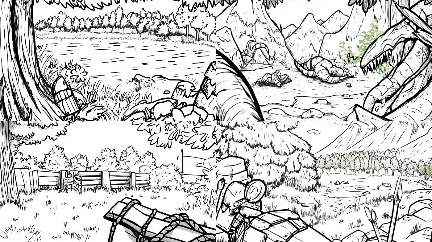 Monochromatic Sketches of Dynamic Scenes - Midjourney sref style