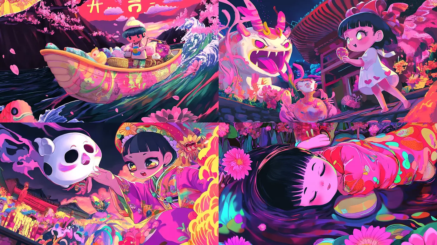 Luminous Fantasia: A Saturated Dive into Dreamy Neon Landscapes - Midjourney sref style