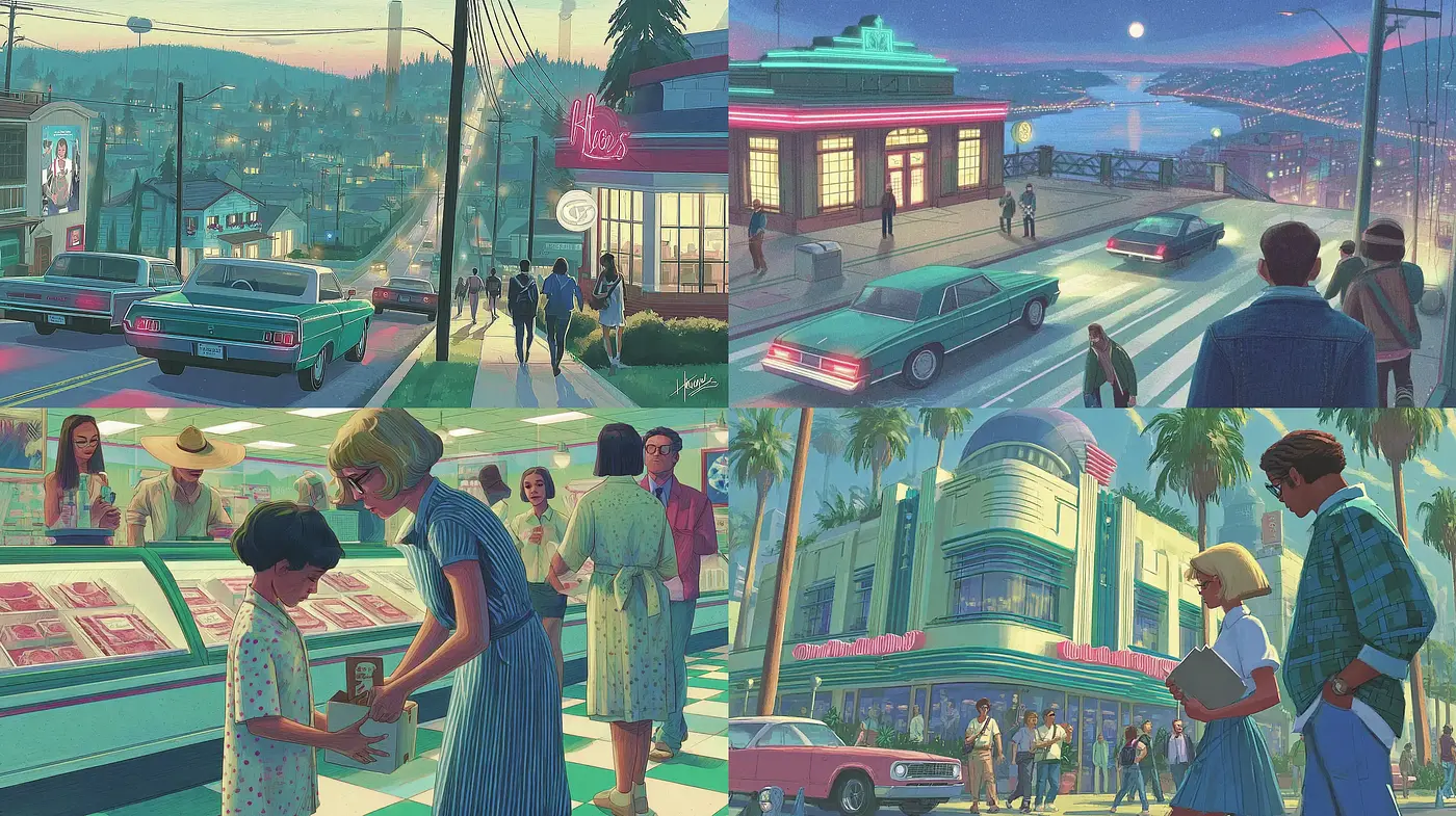 Retro Americana with a Contemporary Twist - Midjourney sref style