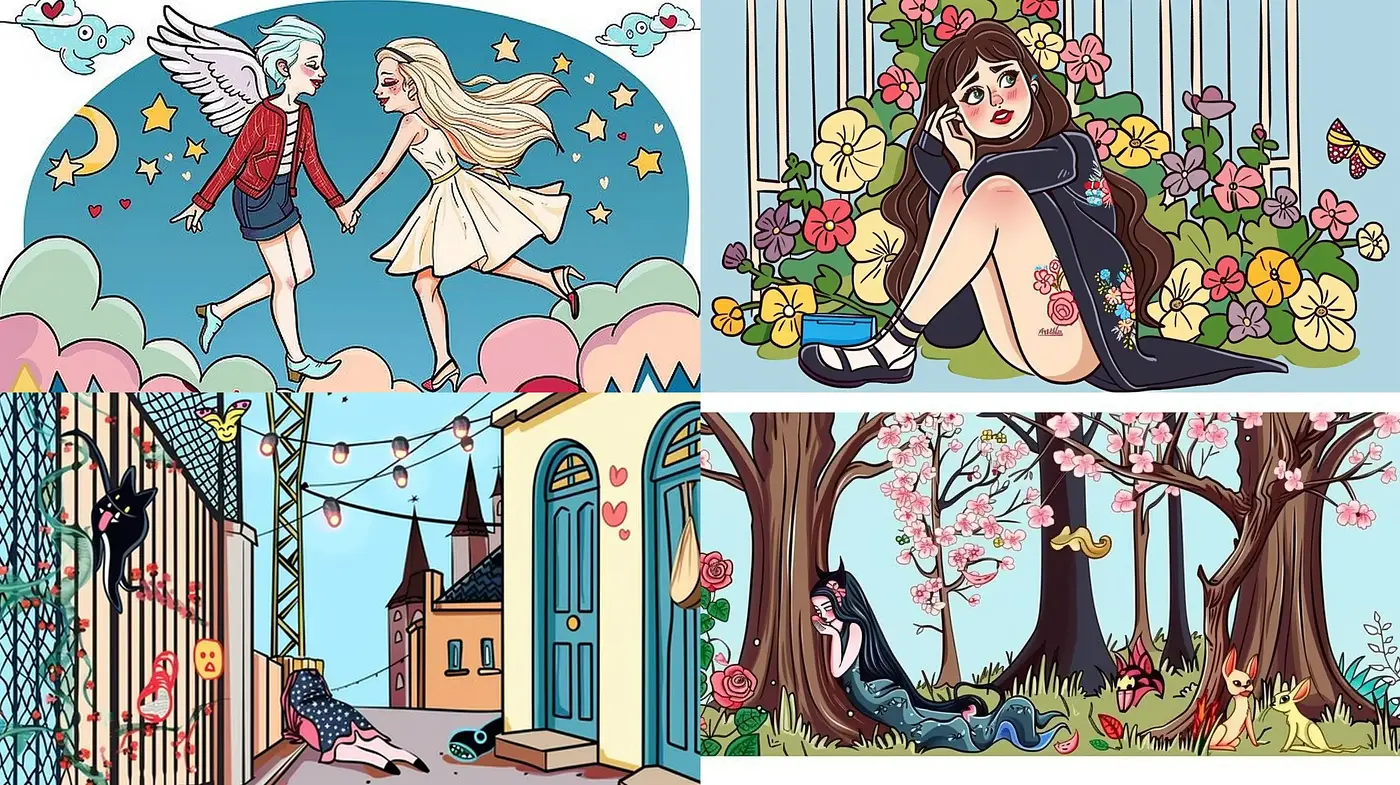 Enchanting Nostalgic Whimsy: A Stylized Journey Through Pastel Storybook Illustrations - Midjourney sref style