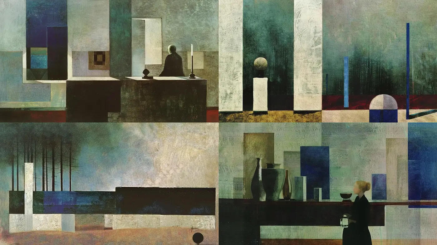 Contemplative Abstract Geometrism in Muted Tones - Midjourney sref style