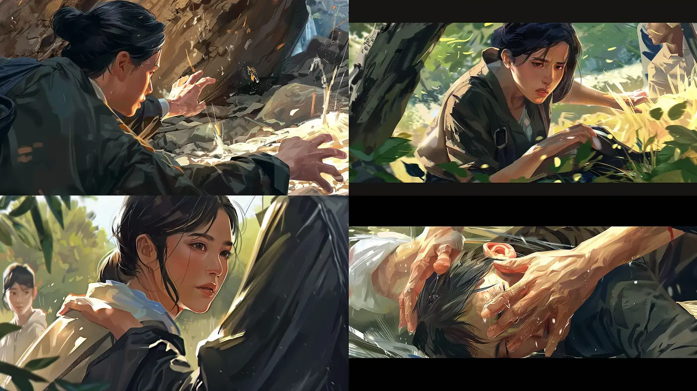 Ephemeral Clarity in the Heart of Battle: A Cohesive Watercolor War Narrative - Midjourney sref style