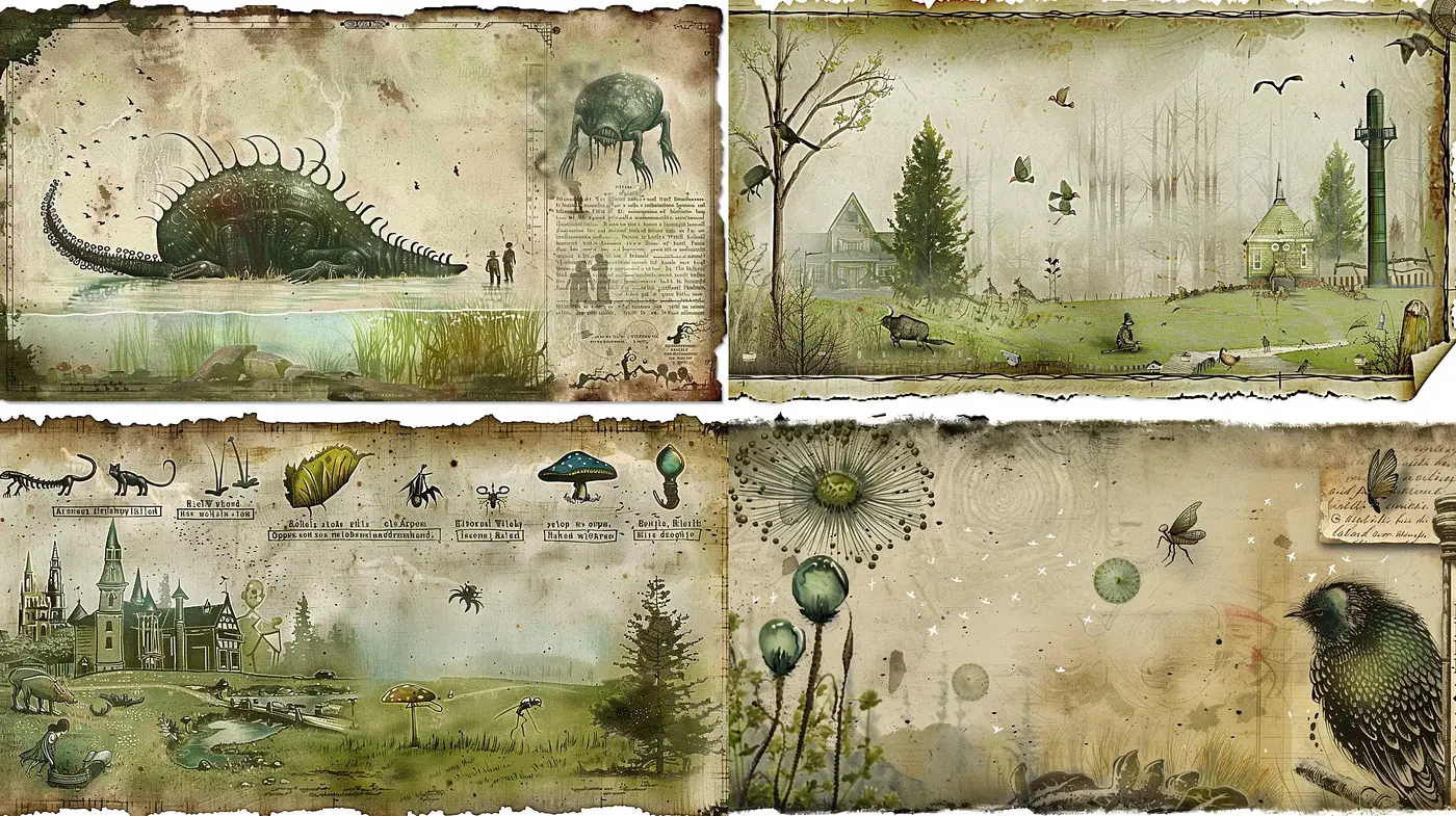 Antique Naturalist's Notebook Illustration Style - Midjourney sref style