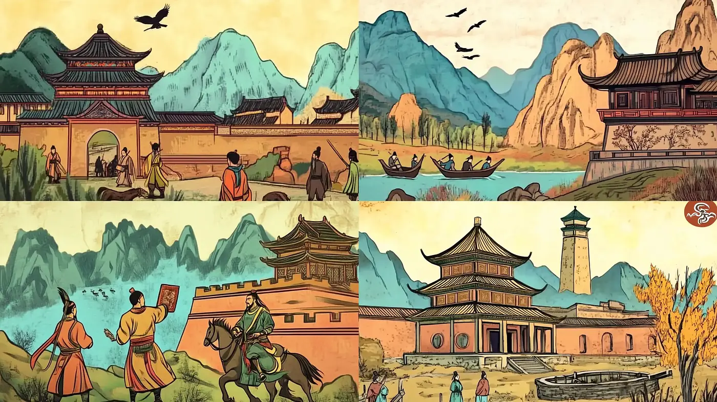 Harmonious East Asian-Inspired Illustrative Tableaus - Midjourney sref style