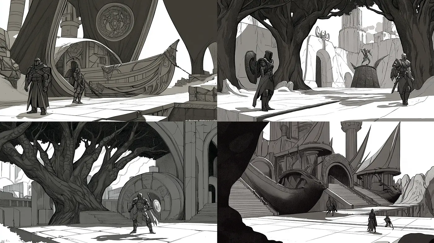 Monochromatic Ethereal Dreamscapes Reflecting Surrealism and Concept Art Influences - Midjourney sref style