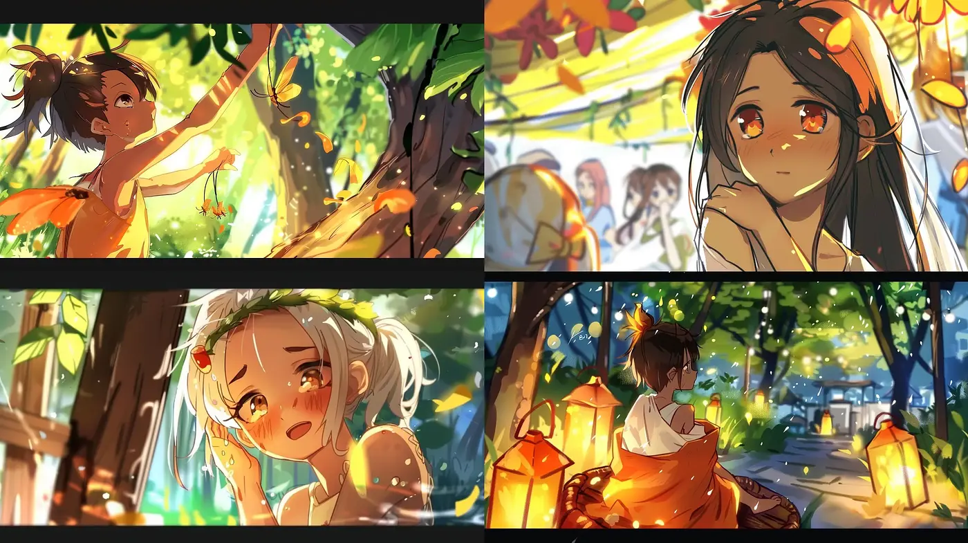 Luminous Twilight: A Warm and Enchanting Anime-Inspired Visual Harmony - Midjourney sref style