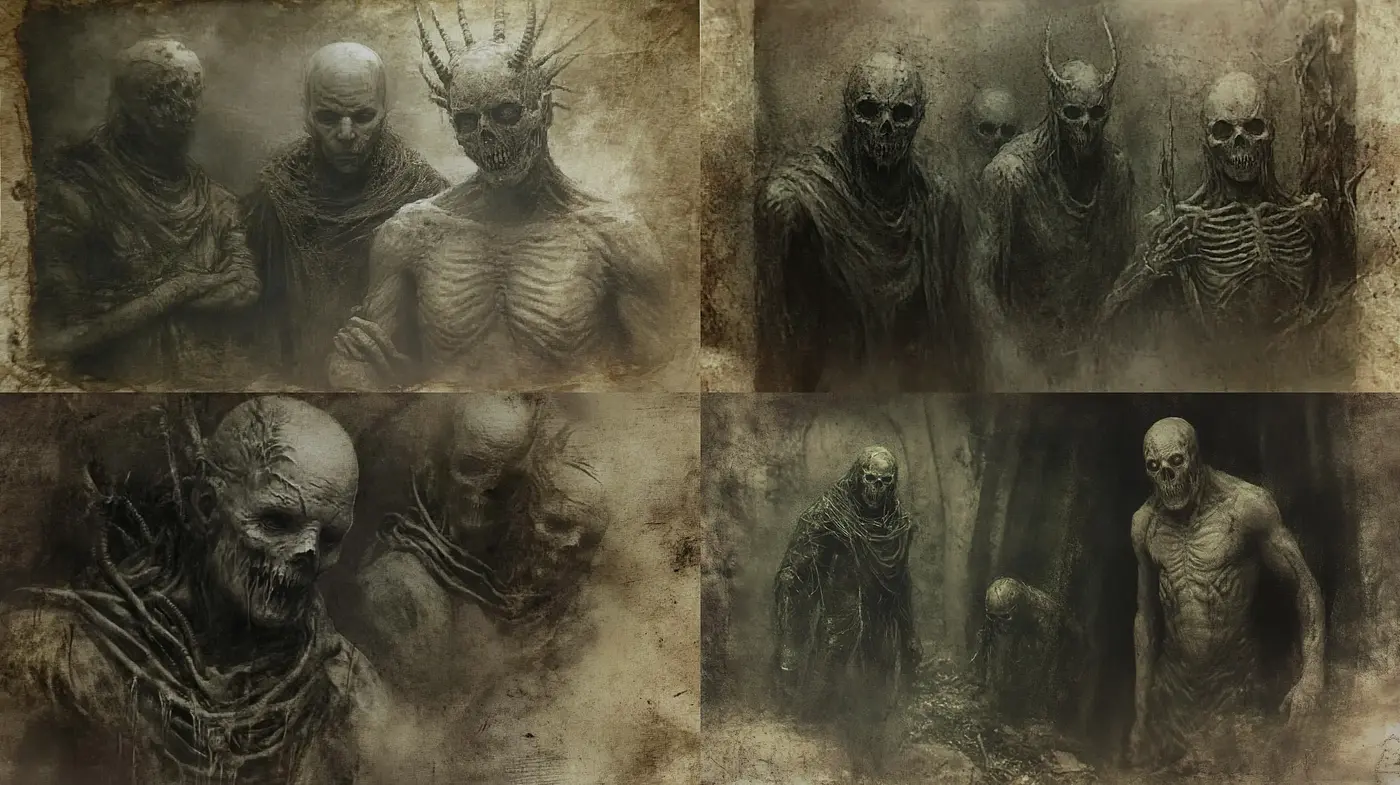 Eerie Monochromatic Tableaus with Gothic Undertones - Midjourney sref style