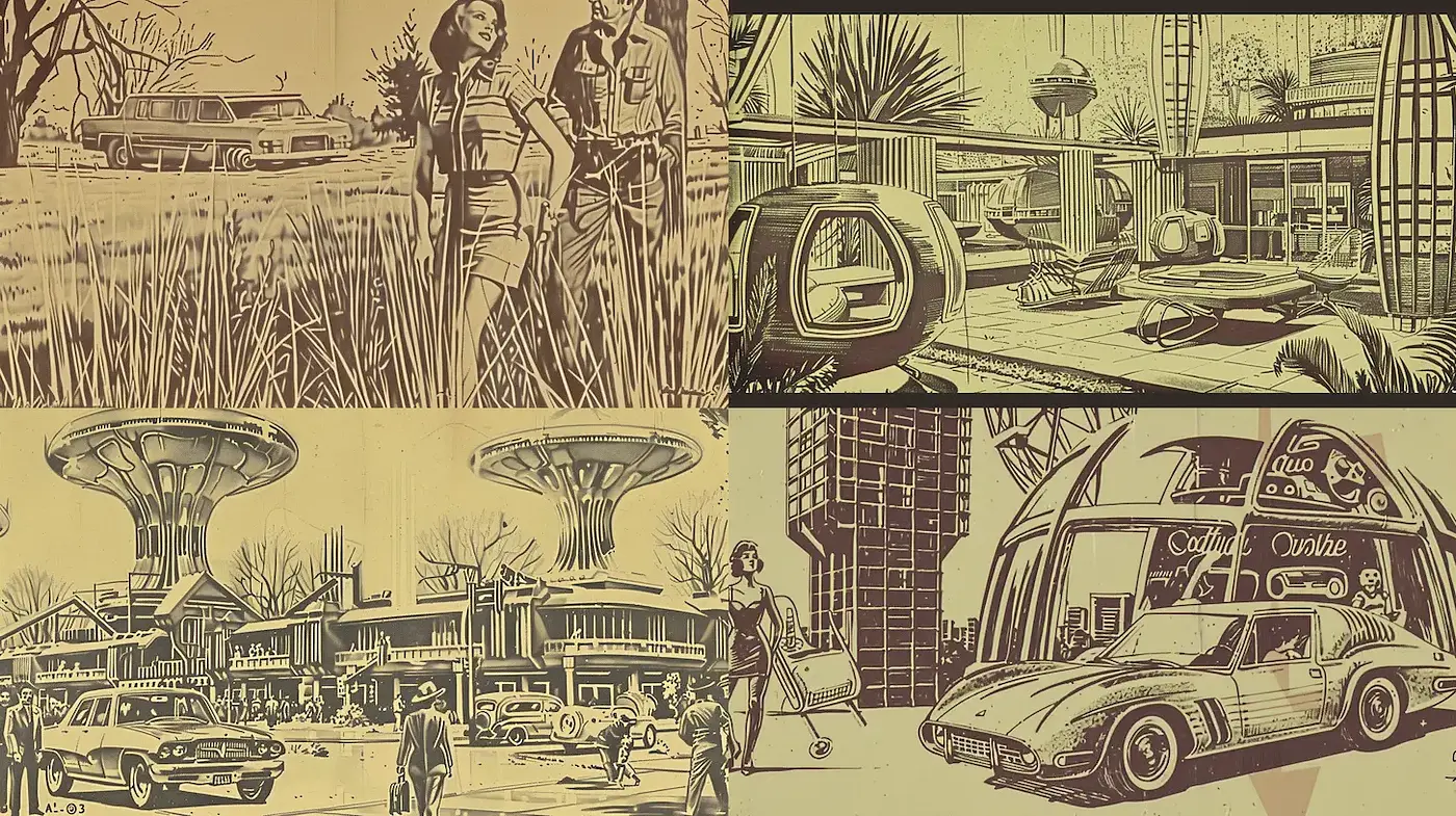 Retro Futurism with a Vintage Aesthetic - Midjourney sref style