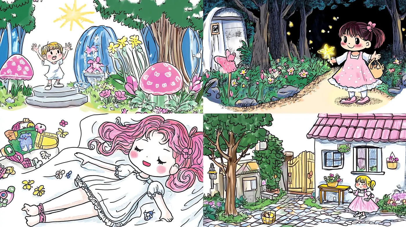 Enchanted Storybook Whimsy: A Fairytale Manga-Inspired Dreamscape - Midjourney sref style