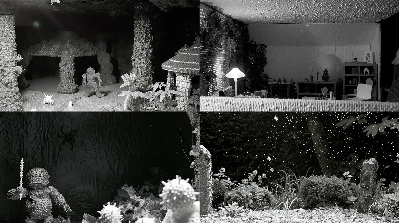 Monochromatic Dreamscape: An Exploration in Shades and Textures - Midjourney sref style