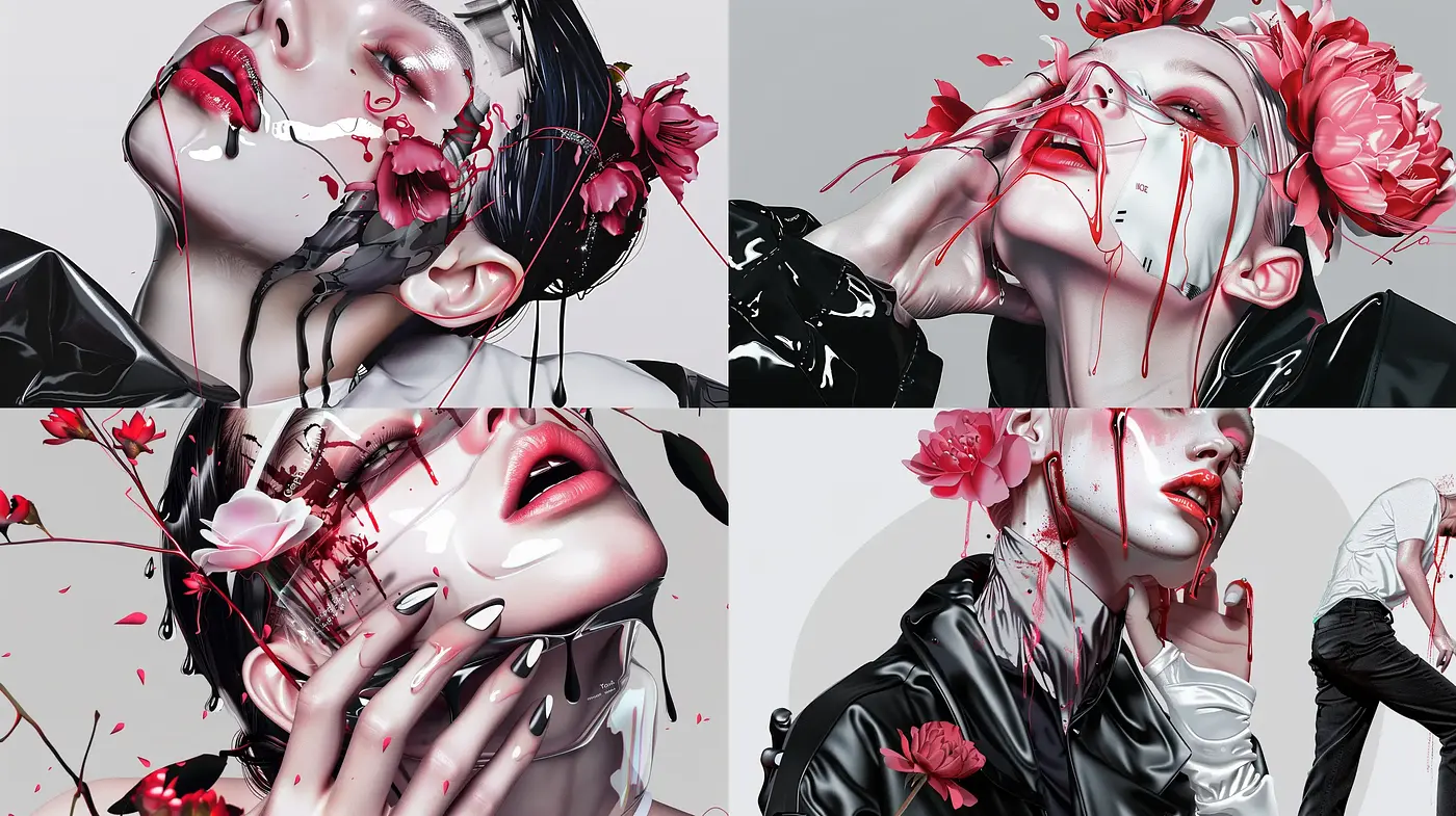 Ethereal Monochromatic Roses with a Surrealist Touch - Midjourney sref style