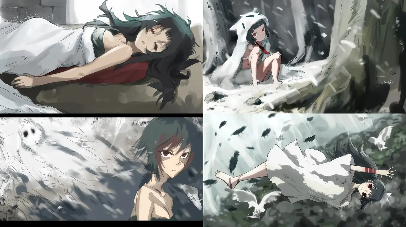 Ethereal Anime-Inspired Brushwork with a Melancholic Palette - Midjourney sref style