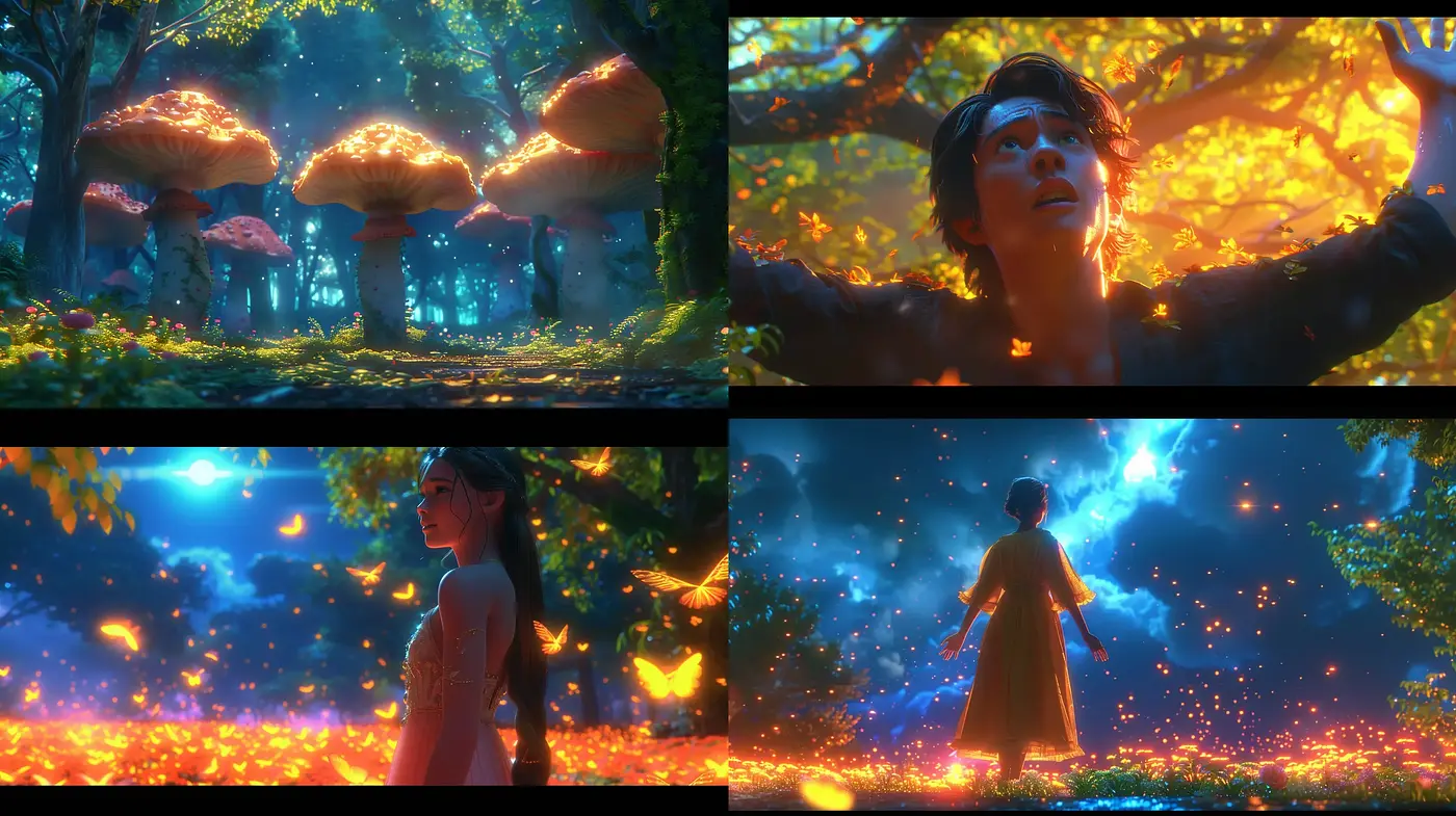 Enchanted Twilight Dreamscape with Luminous Natural Elements - Midjourney sref style
