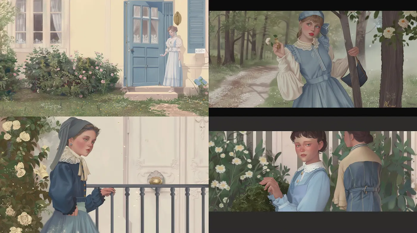 Whispering Pastels: A Serene Medley of Classic Illustration and Subtle Hues - Midjourney sref style