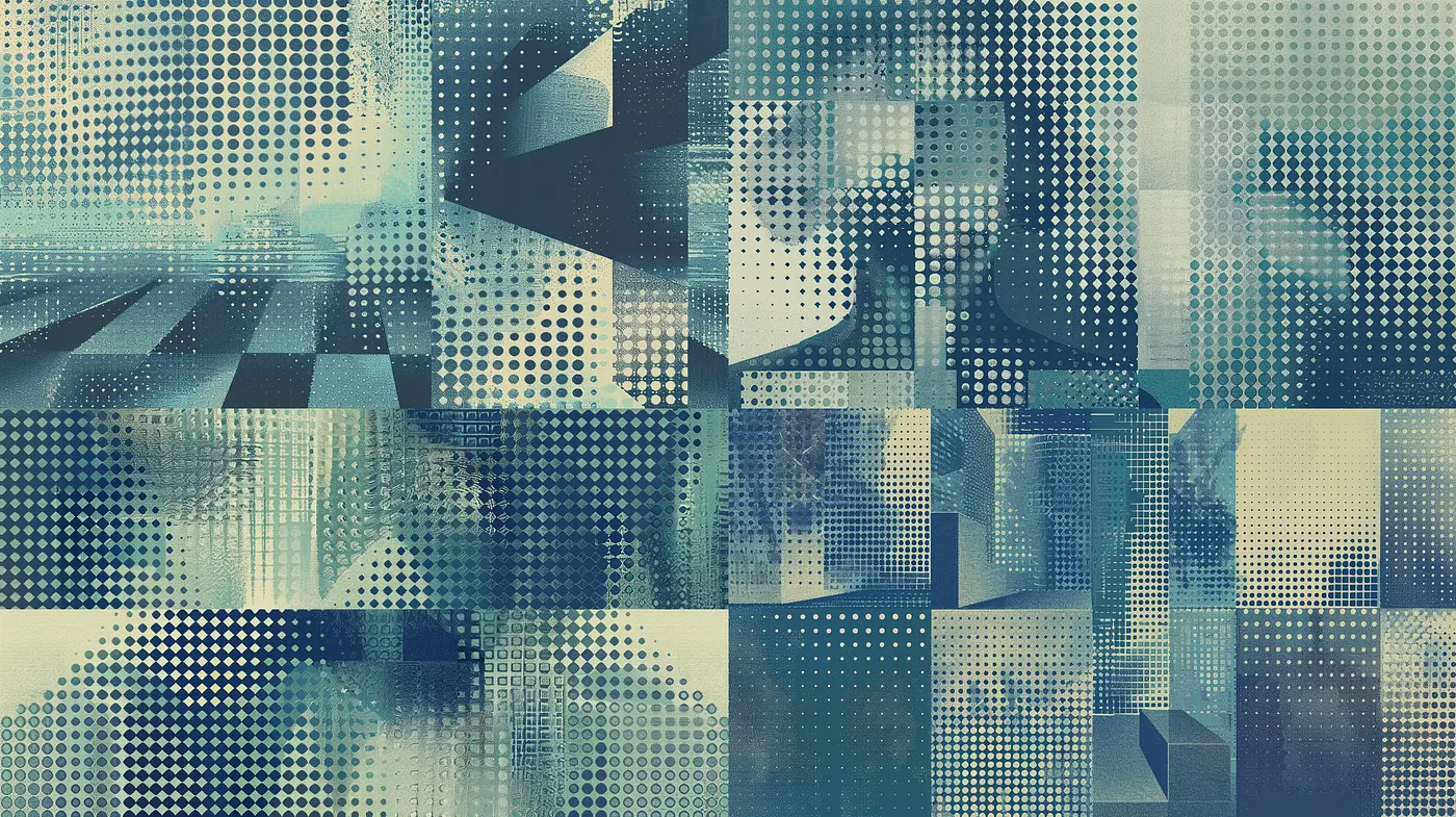 Halftone Mosaic Fusion with Abstract Geometric Essence - Midjourney sref style