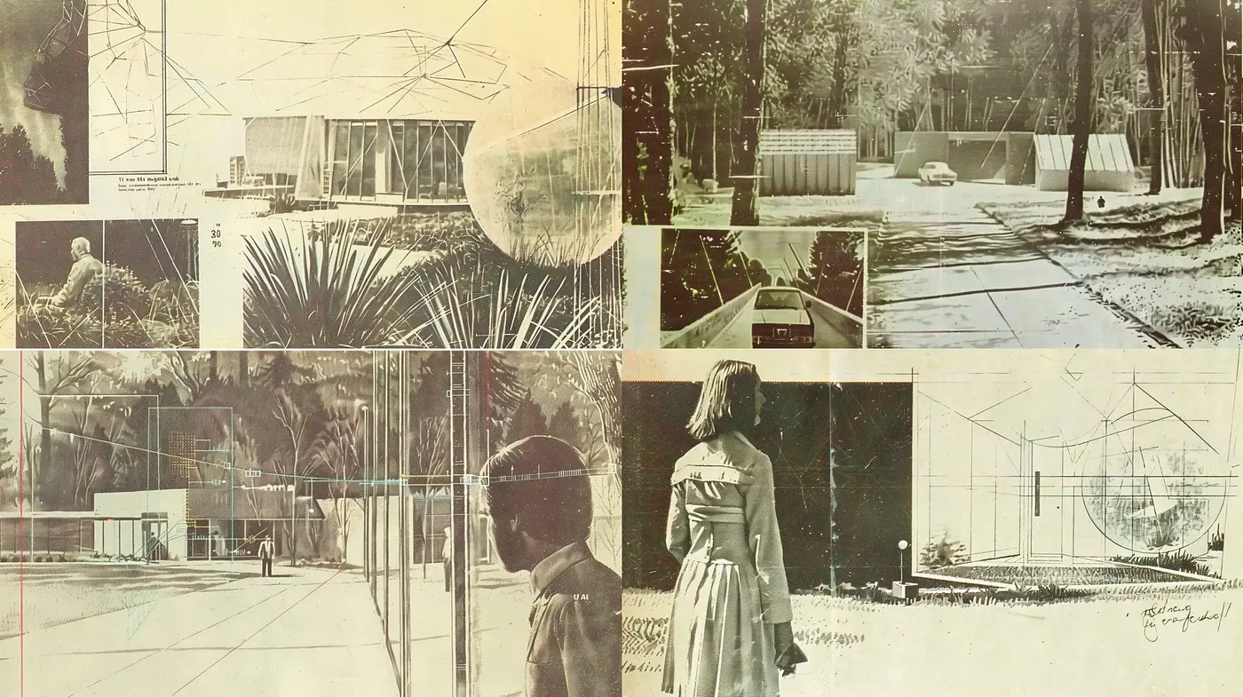 Fragmented Nostalgia in Sepia: A Photomontage Journey - Midjourney sref style