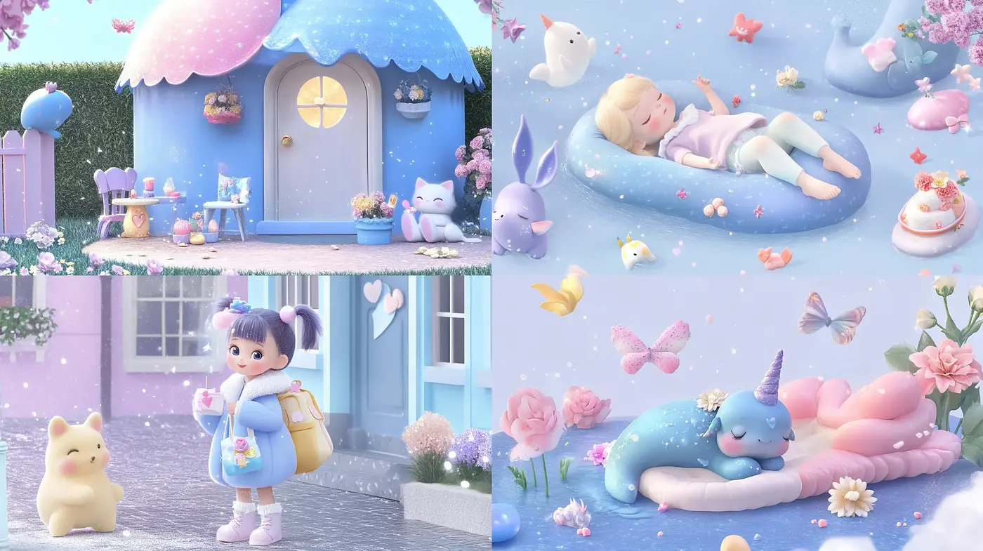 Dreamlike Pastel Wonderland - A Whimsical Symbiosis of Soft Hues and Ethereal Textures - Midjourney sref style