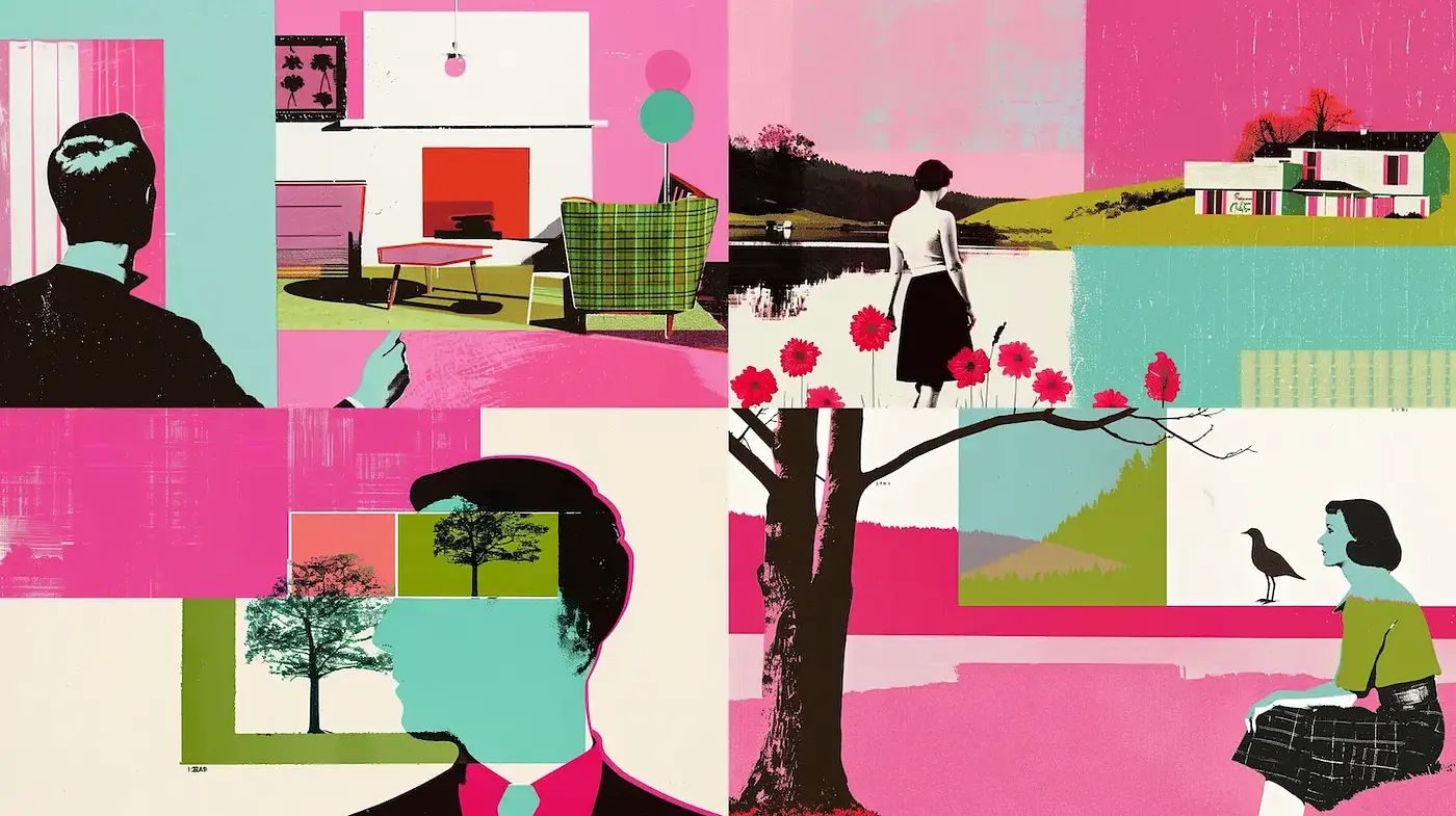 Mid-Century Modern Retro Aesthetic with Abstract Elements - Midjourney sref style
