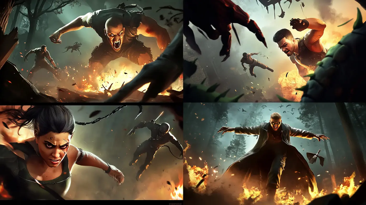 Dynamic Ember Hues in Action-Infused Illustrations - Midjourney sref style