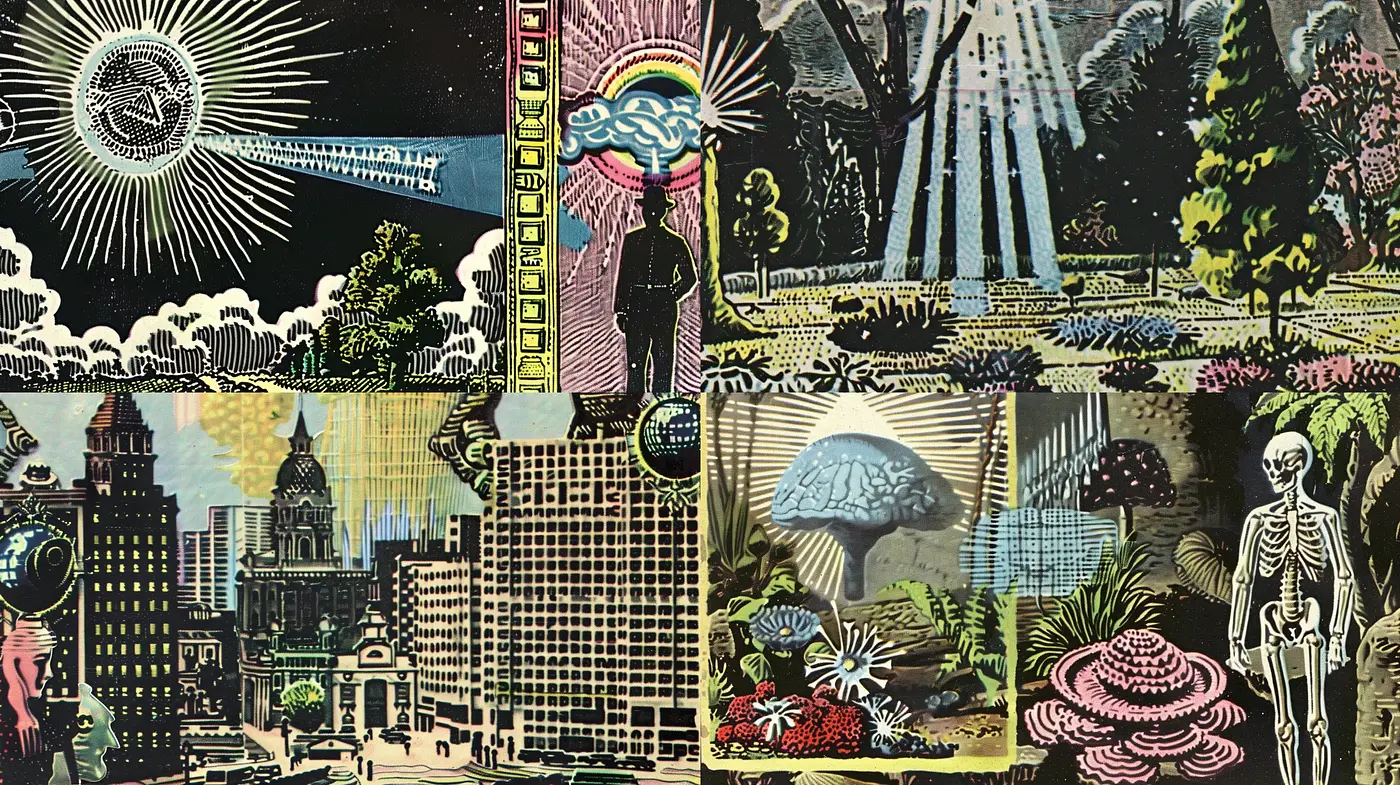 Eclectic Montage of Vintage Surrealism and Collage Art - Midjourney sref style