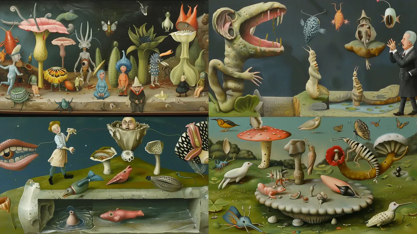 Eccentric Botanical Surrealism in Earthy Tones - Midjourney sref style