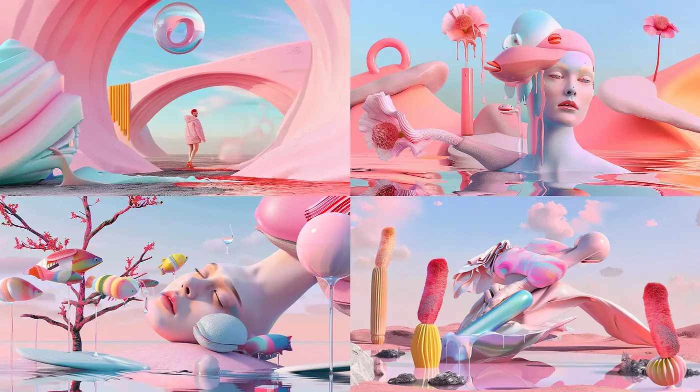 Surreal Dreamscapes with Ethereal Overtones and a Pastel-Colored Palette - Midjourney sref style