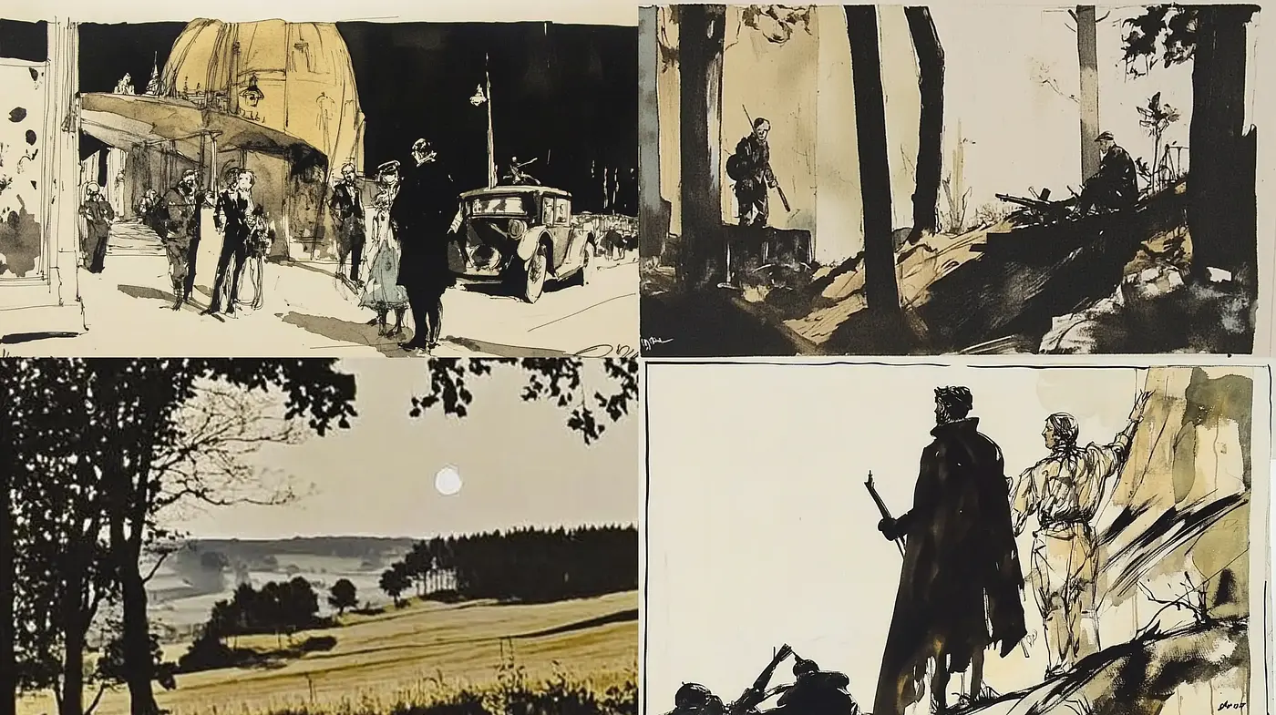 Monochromatic Expressive Ink Sketches - Midjourney sref style