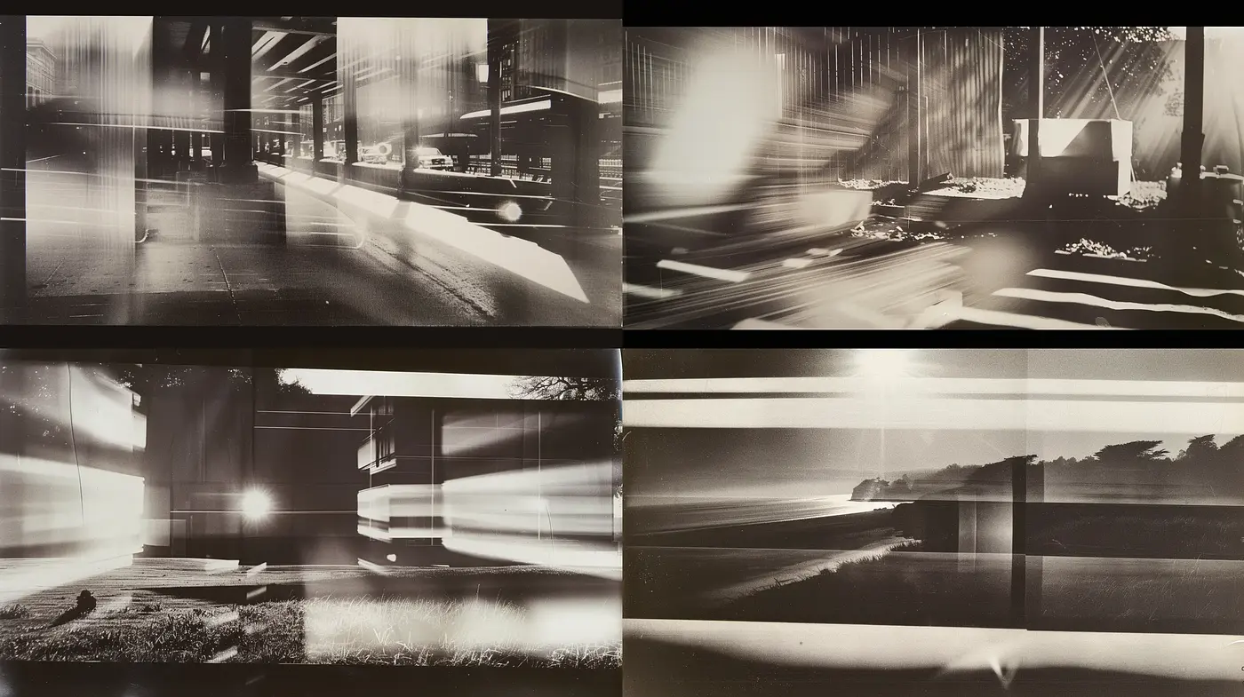 Ephemeral Motion in Monochrome: A Study of Fluidity and Light in Still Imagery - Midjourney sref style