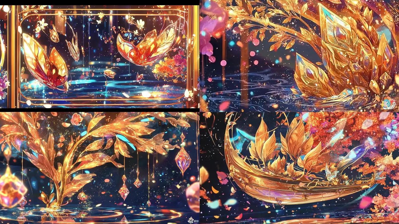 Luminous Fantasia in Golden Hues - Midjourney sref style