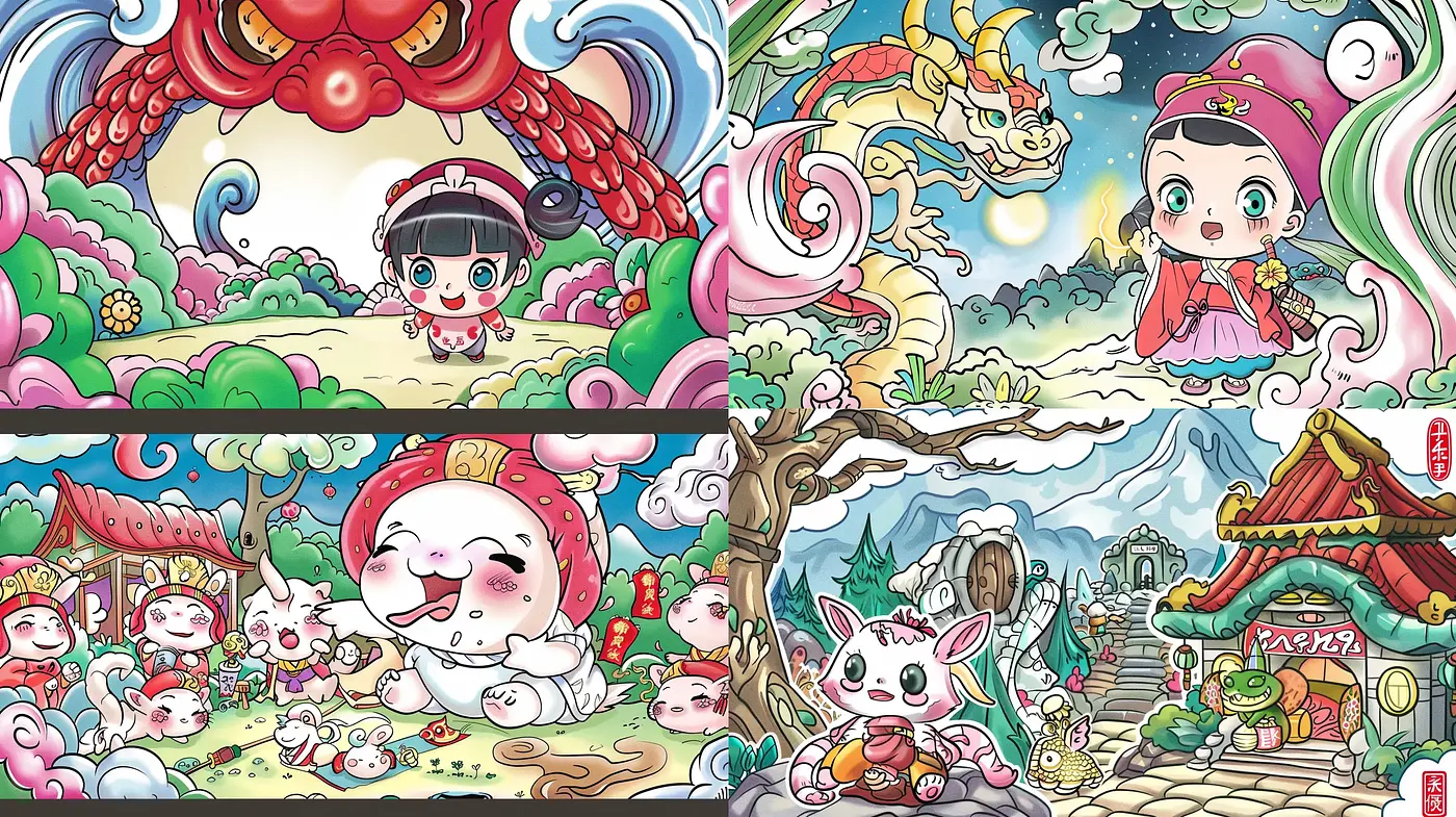 Whimsical Anime-Inspired Fantasia with Vibrant Colors and Expressive Characters - Midjourney sref style