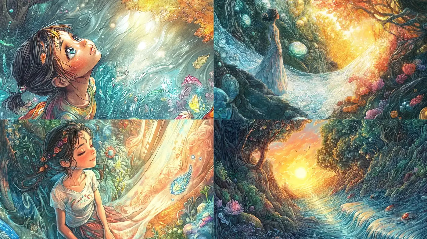 Enchanted Forest Dreamscape: A Vivid Meld of Magic and Nature - Midjourney sref style