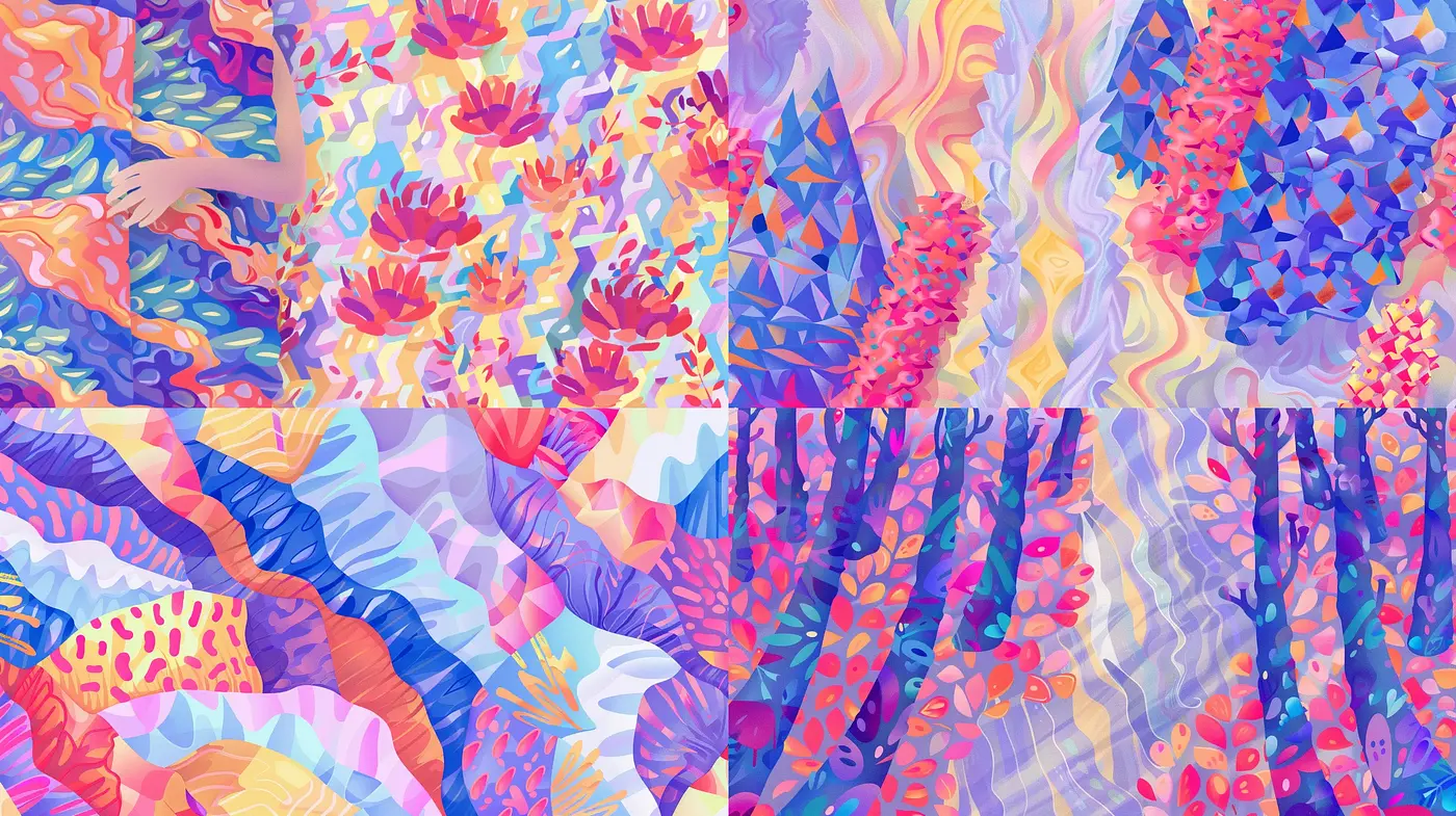 Vibrant Botanical Dreamscape with Abstract Expressionist Influence - Midjourney sref style