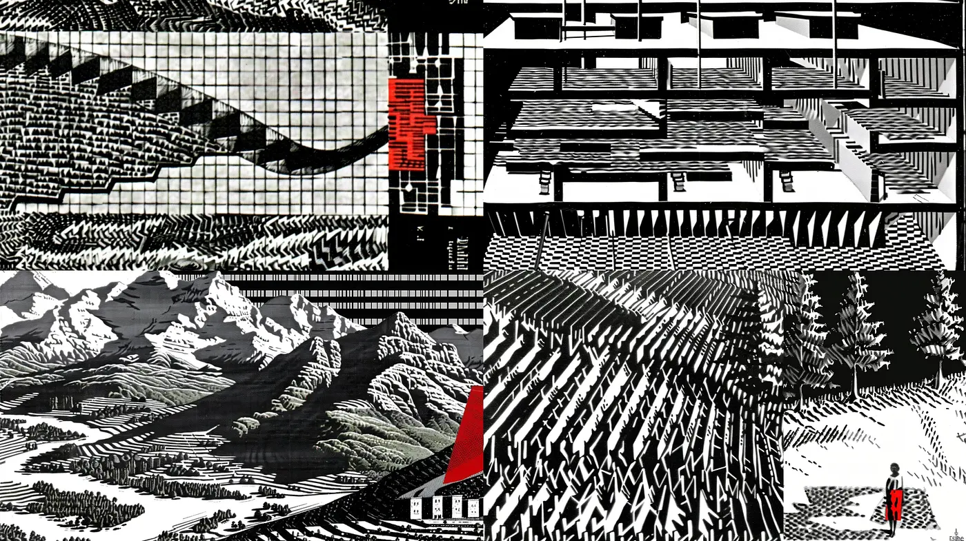 Monochromatic Expressionism: A Study in Stark Contrast and Bold Textures - Midjourney sref style