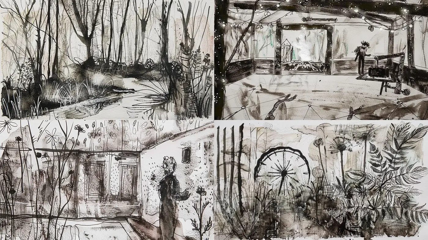 Monochromatic Essence of Nature and Architecture - Midjourney sref style