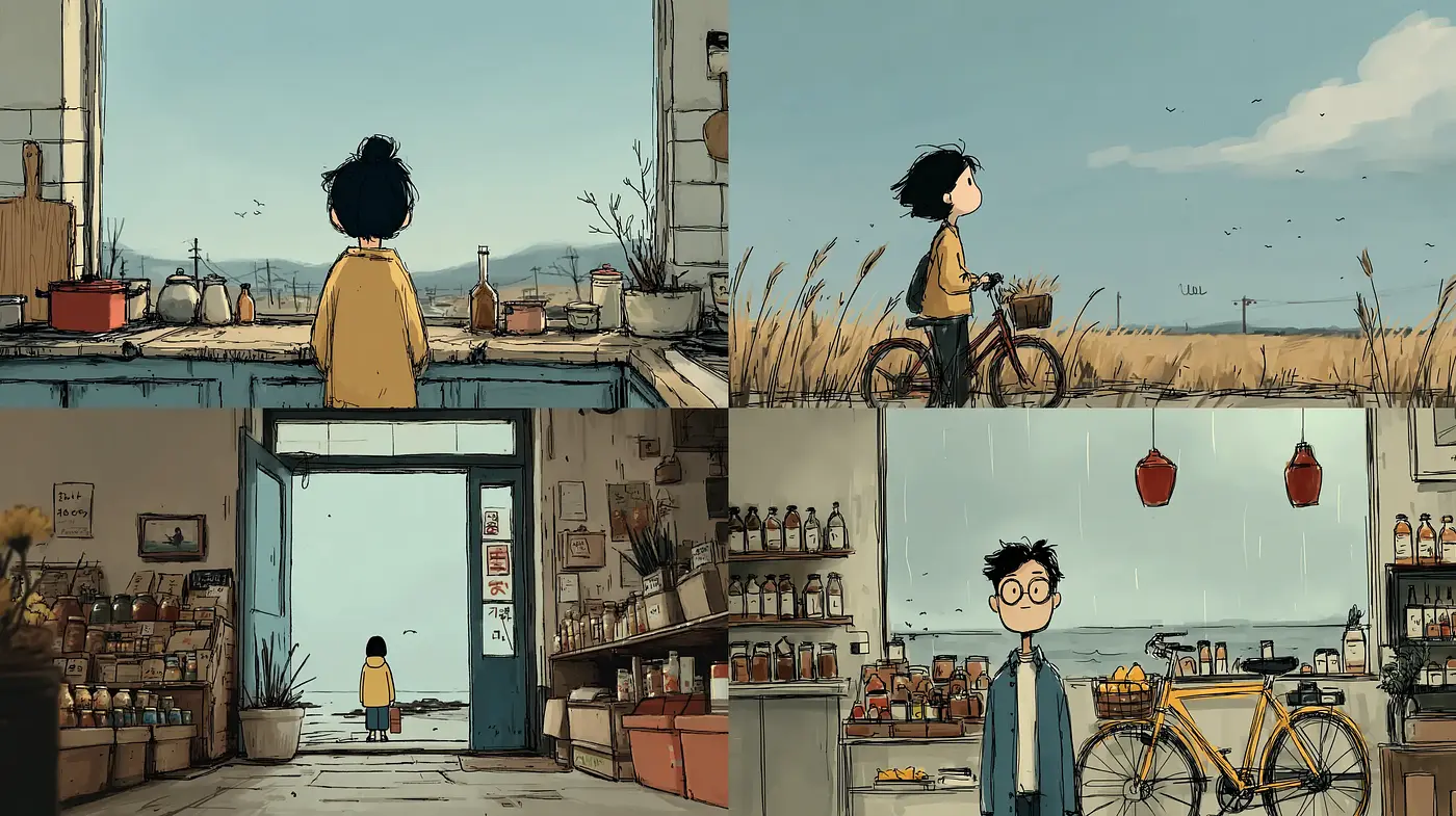 Whimsical and Nostalgic Animation Inspired by Modern Illustrative Techniques - Midjourney sref style