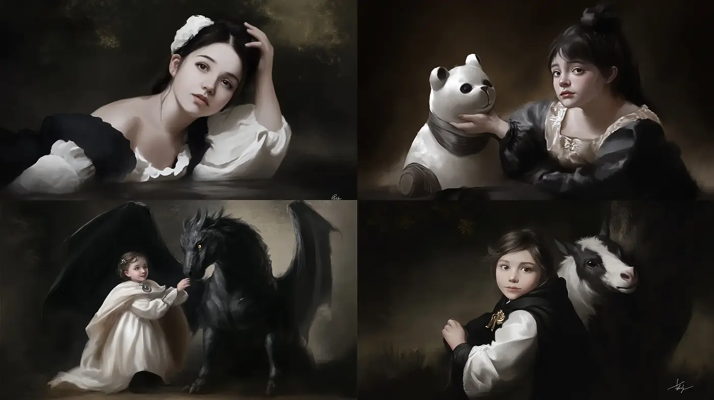 Melancholic Elegance in Baroque-Inspired Tableaux - Midjourney sref style