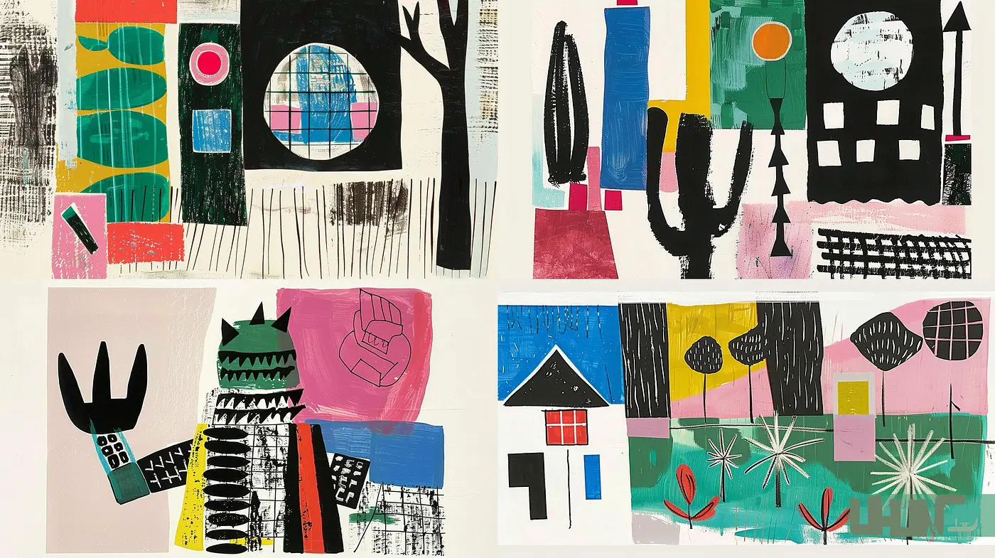 Cohesive Tapestry of Geometric Abstraction and Textural Expressivity - Midjourney sref style