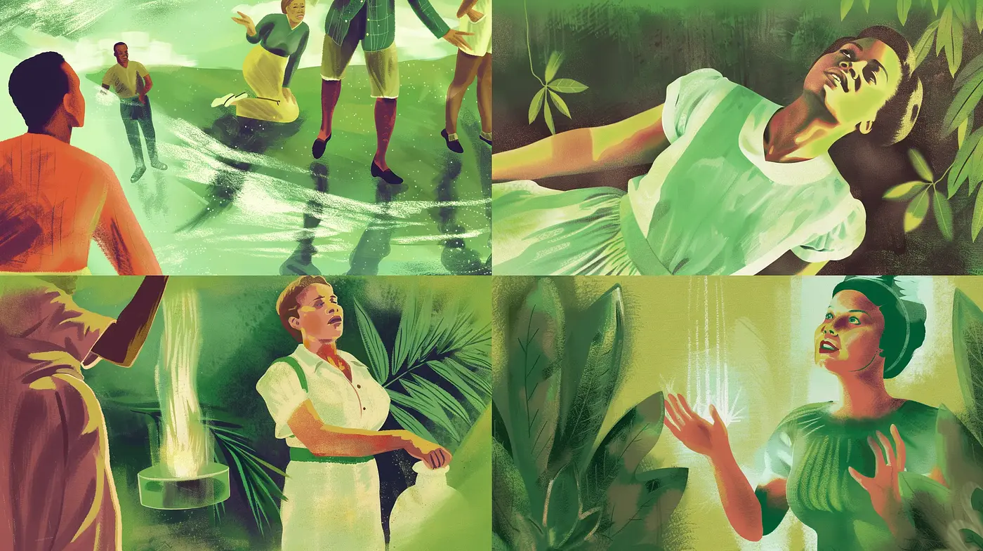 Lush Verdant Hues and Expressive Brushwork Arrangement - Midjourney sref style