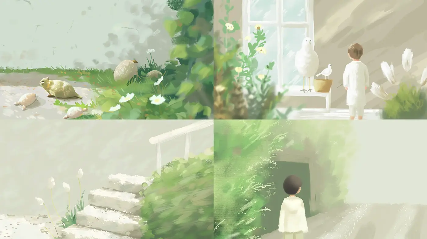 Serene Pastel Dreamscape: Ethereal Brush Strokes and Soft Illumination - Midjourney sref style