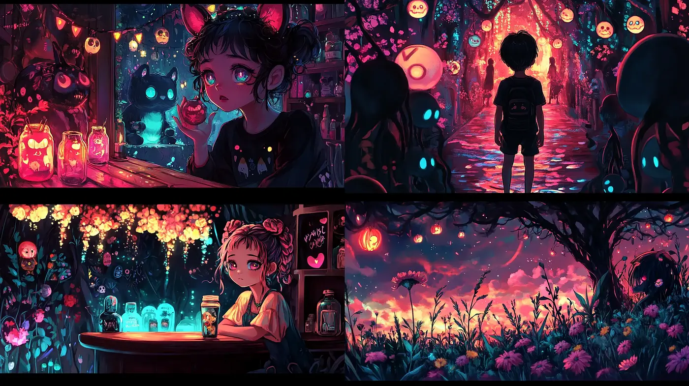 Luminous Twilight: Vivid Imagery in Anime-Inspired Dreamscapes - Midjourney sref style