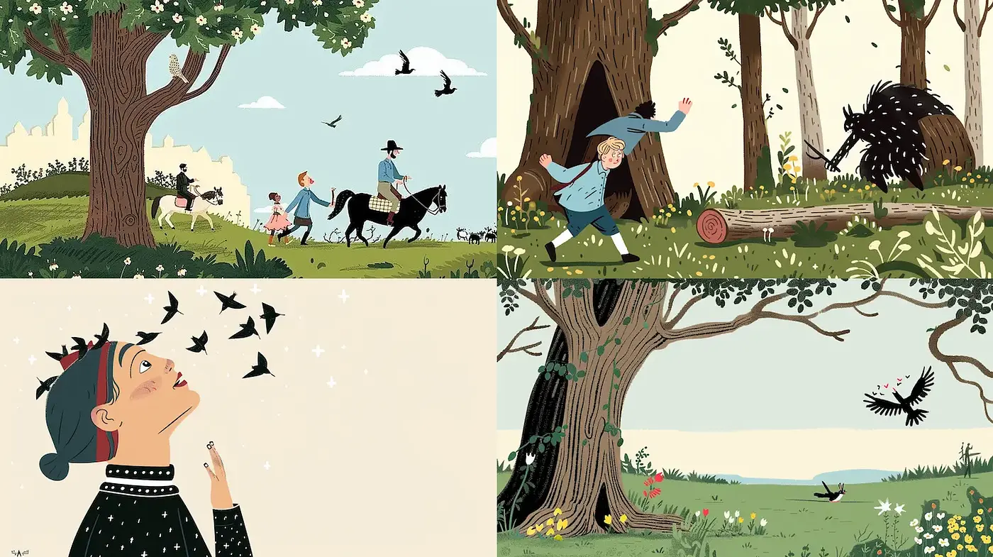 Whimsical Nature Scenes with Strong Illustrative Style - Midjourney sref style