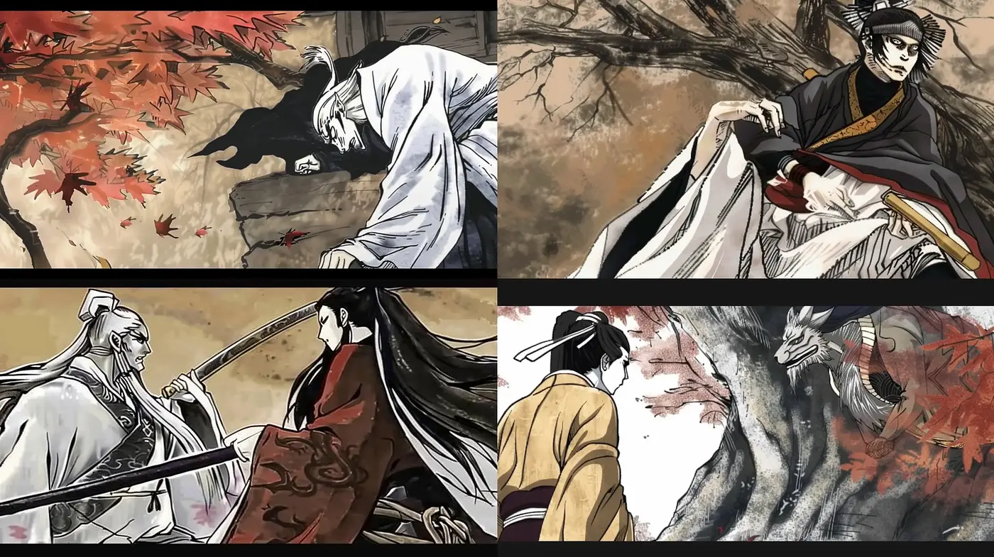 Monochromatic Elegance with Traditional Japanese Art Influence - Midjourney sref style