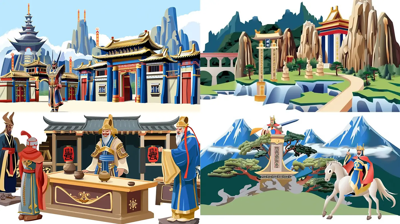 Stylized Eastern Folklore Illustration Series - Midjourney sref style