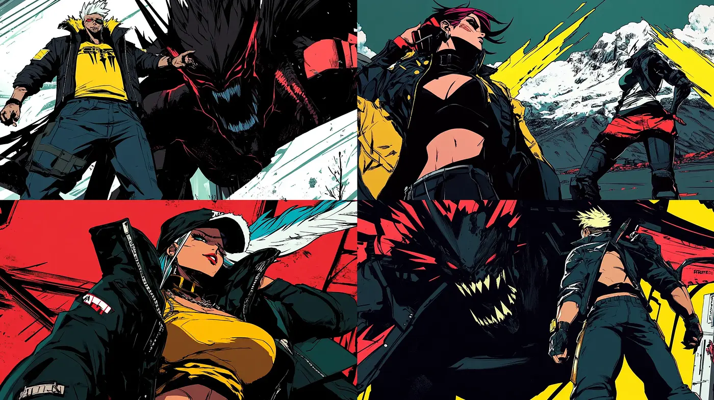 Dynamic Contrast in Expressive Comic-Inspired Artistry - Midjourney sref style