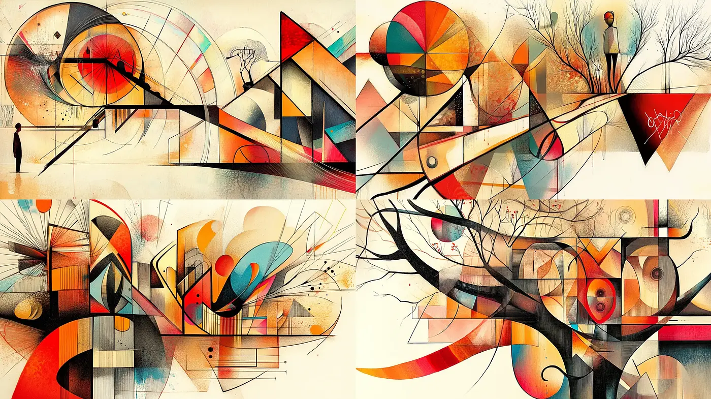 Geometric Abstraction in Surreal Landscapes - Midjourney sref style