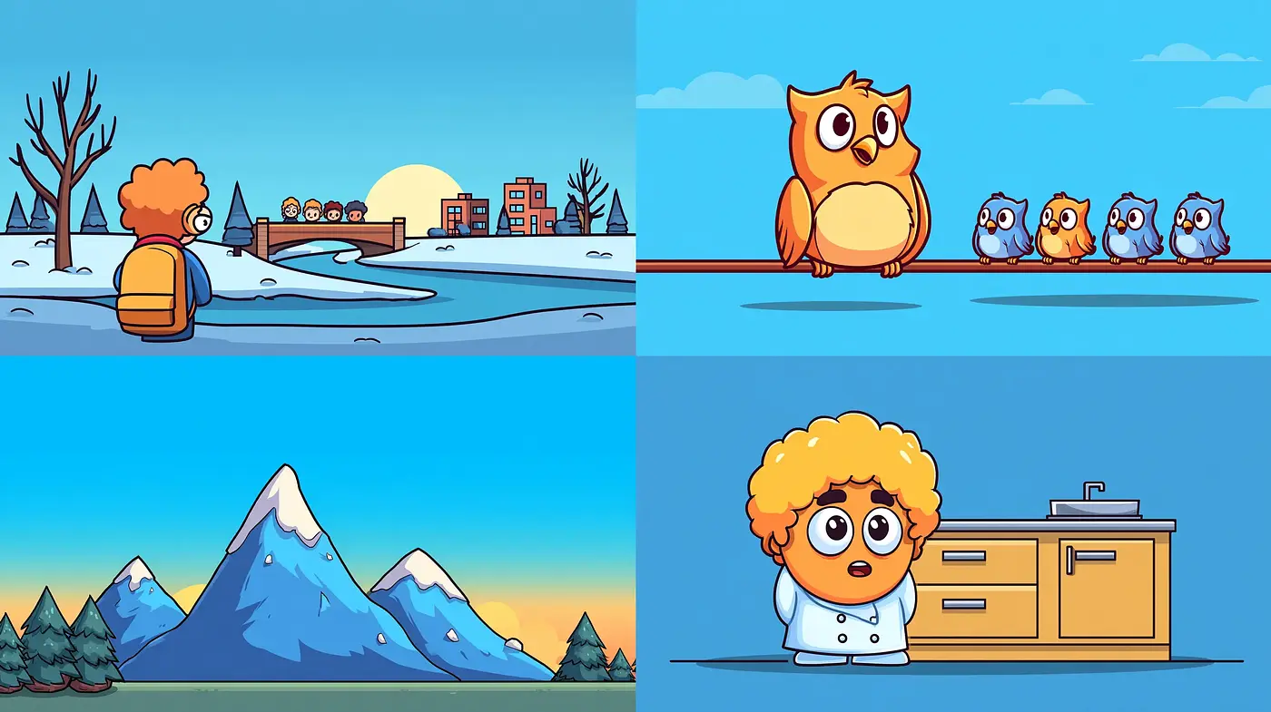 Vibrant and Whimsical Cartoon Aesthetic with Consistent Character Design - Midjourney sref style