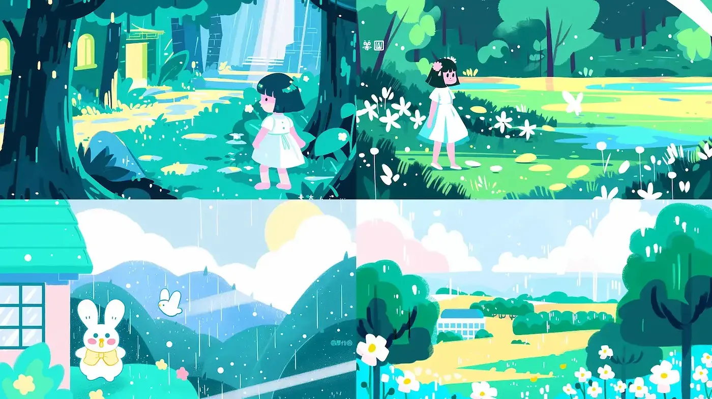 Whimsical and Serene Nature Aesthetic with Subtle Playfulness - Midjourney sref style