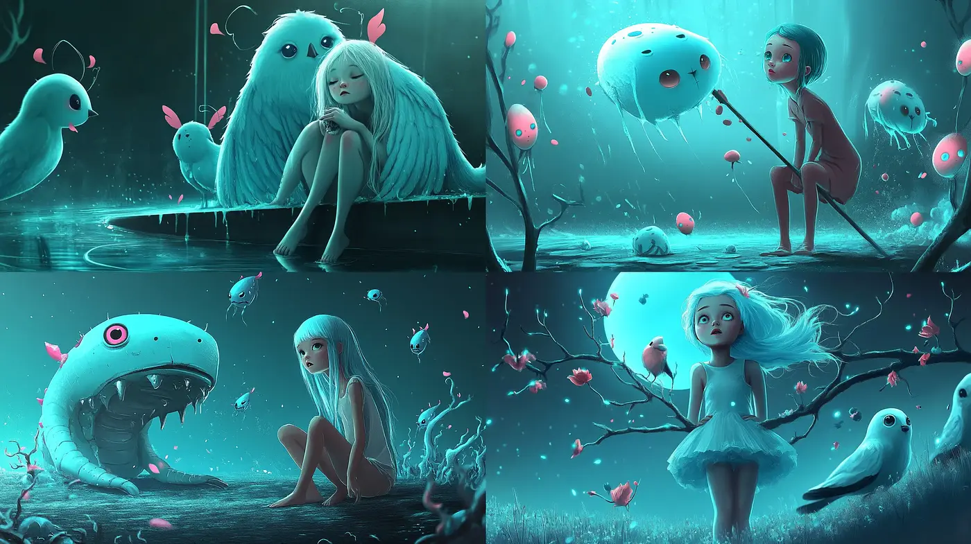Ethereal Dreamscape with Surreal Companions - Midjourney sref style