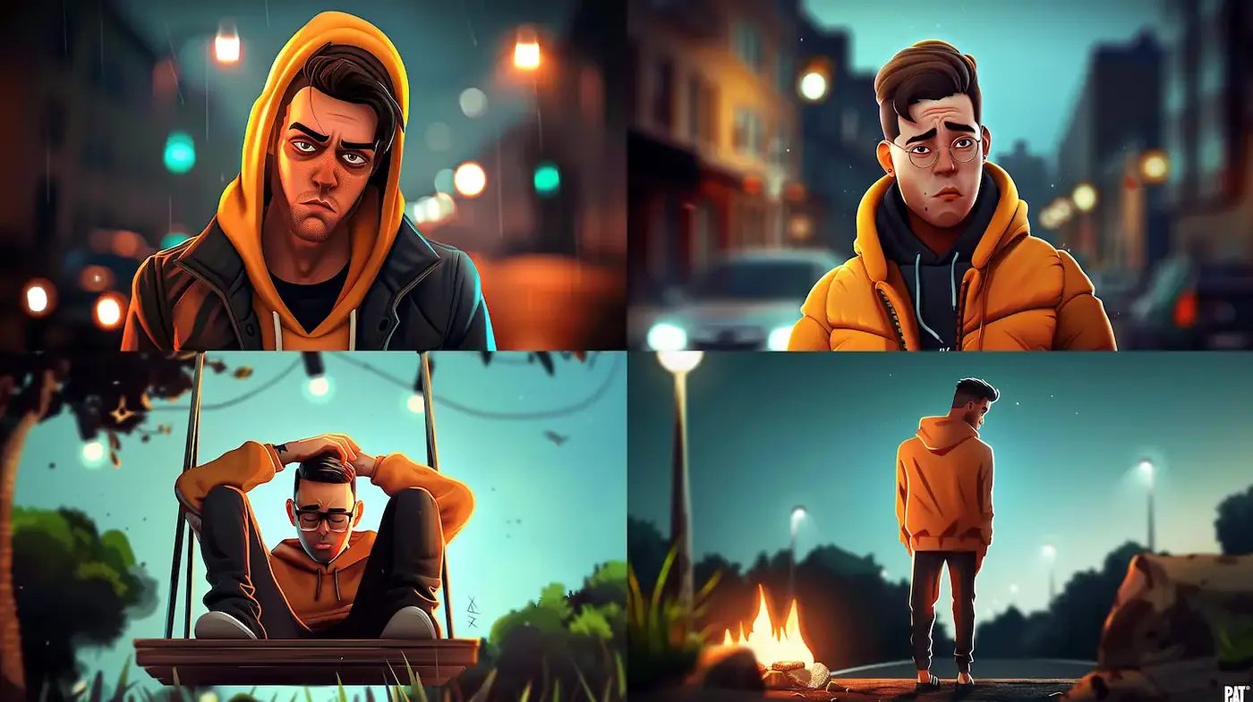 Emotionally Resonant Digital Illustrations with a Cinematic Vibe - Midjourney sref style